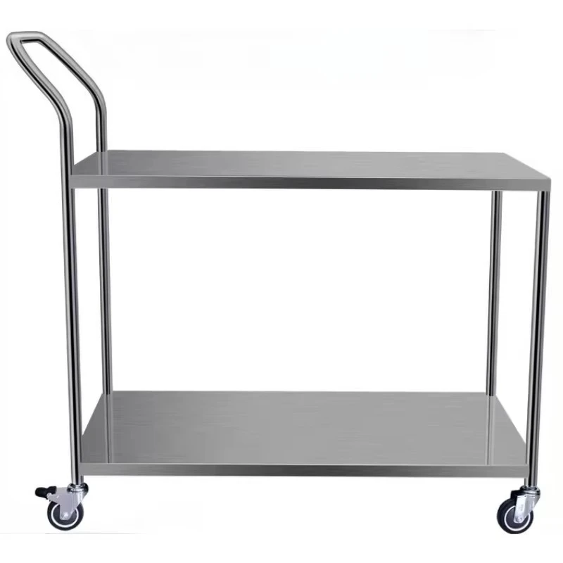 Stainless steel double-layer trolley equipment pulling flat truck two-layer moving truck