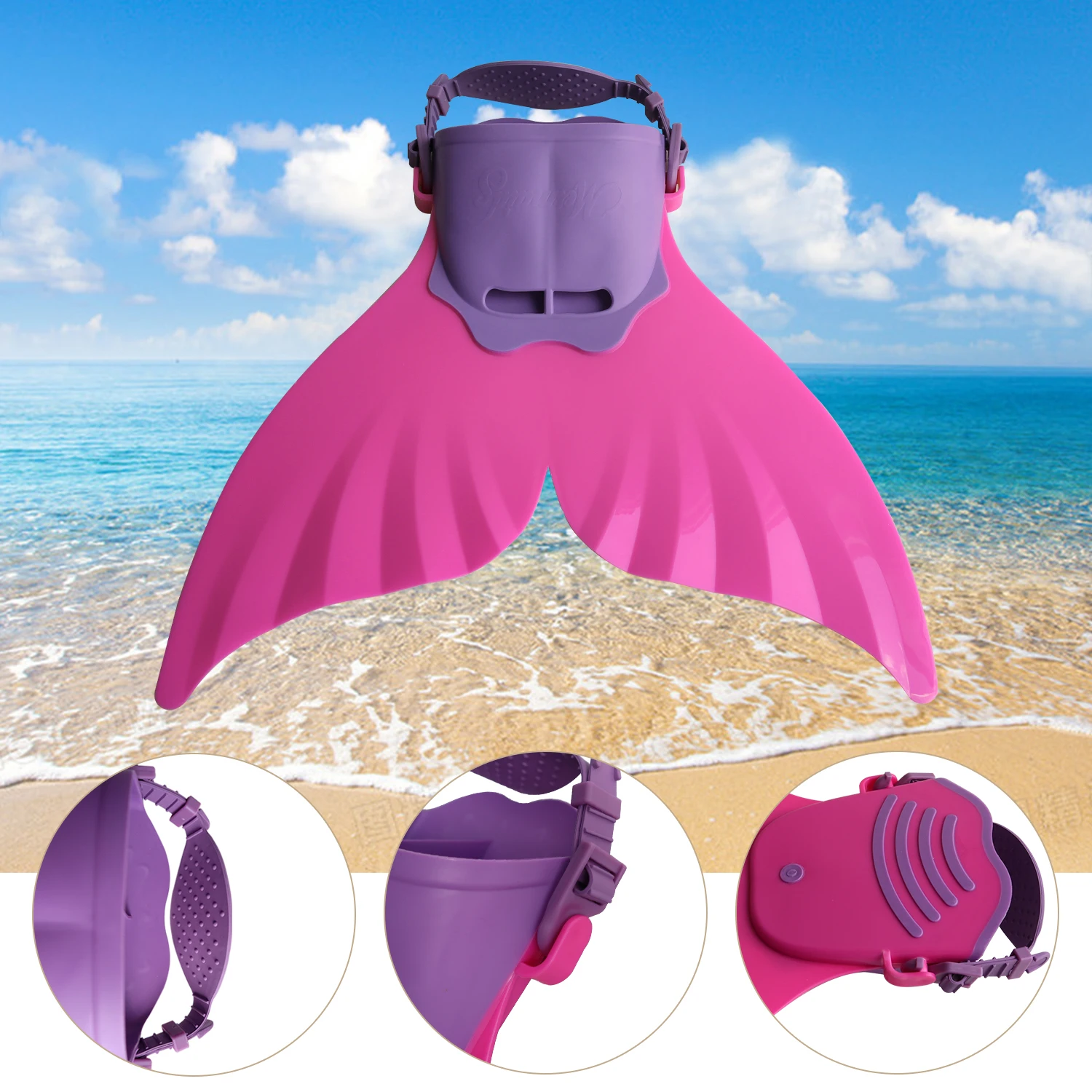 

Teenager Mermaid Swimming Fins Adjustable Durable Cartoon Design tailor's fin For Pool Beach Adventures Enhance Swimming Skills