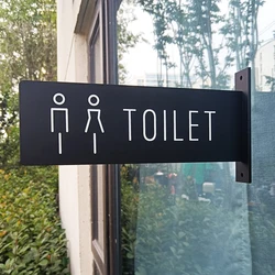Double Sided Toilet Sign Bathroom Side Wall Signs Reminder Signs Men's and Women's Washroom Side Mounted Door Signs