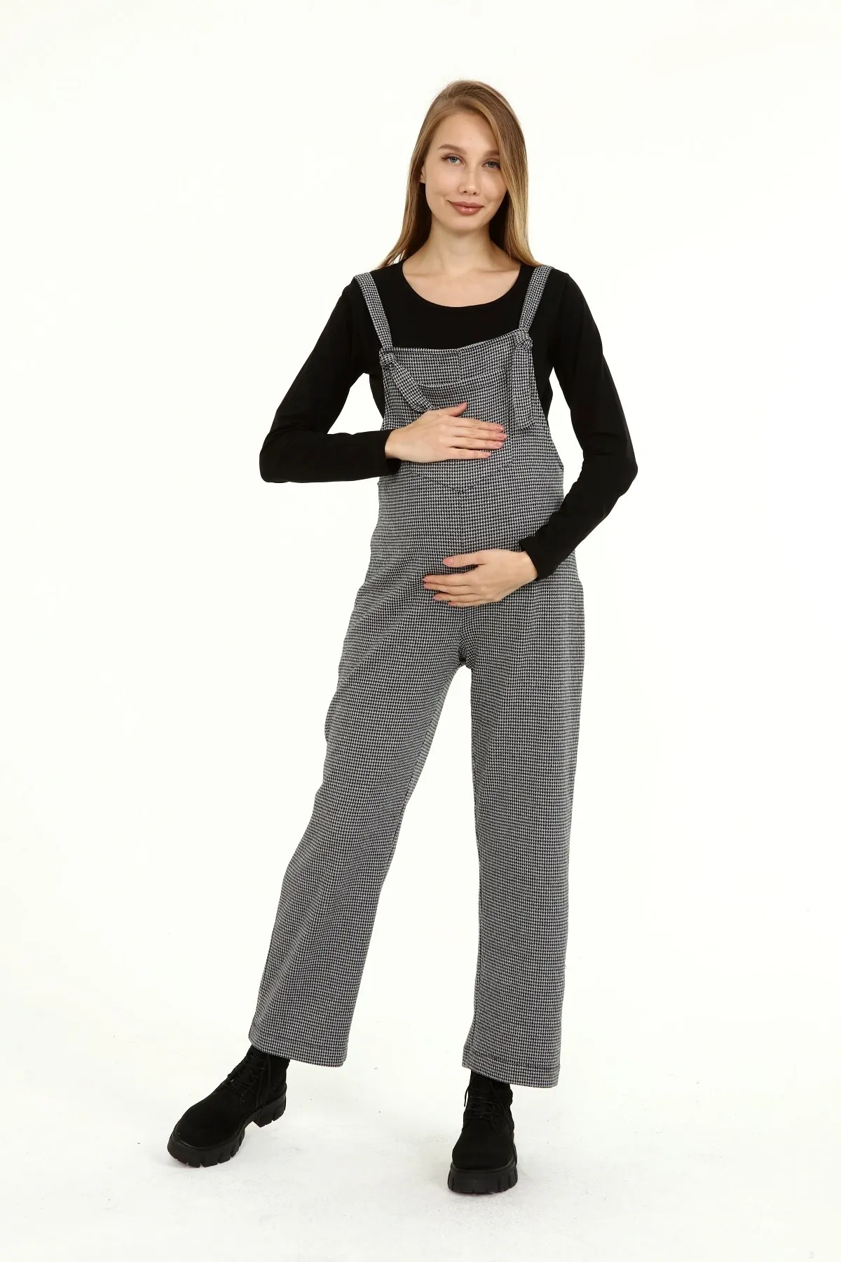 

Luvmabelly MYRA6150 Winter Long Crowds Pattern Pregnant Salopet-Gray