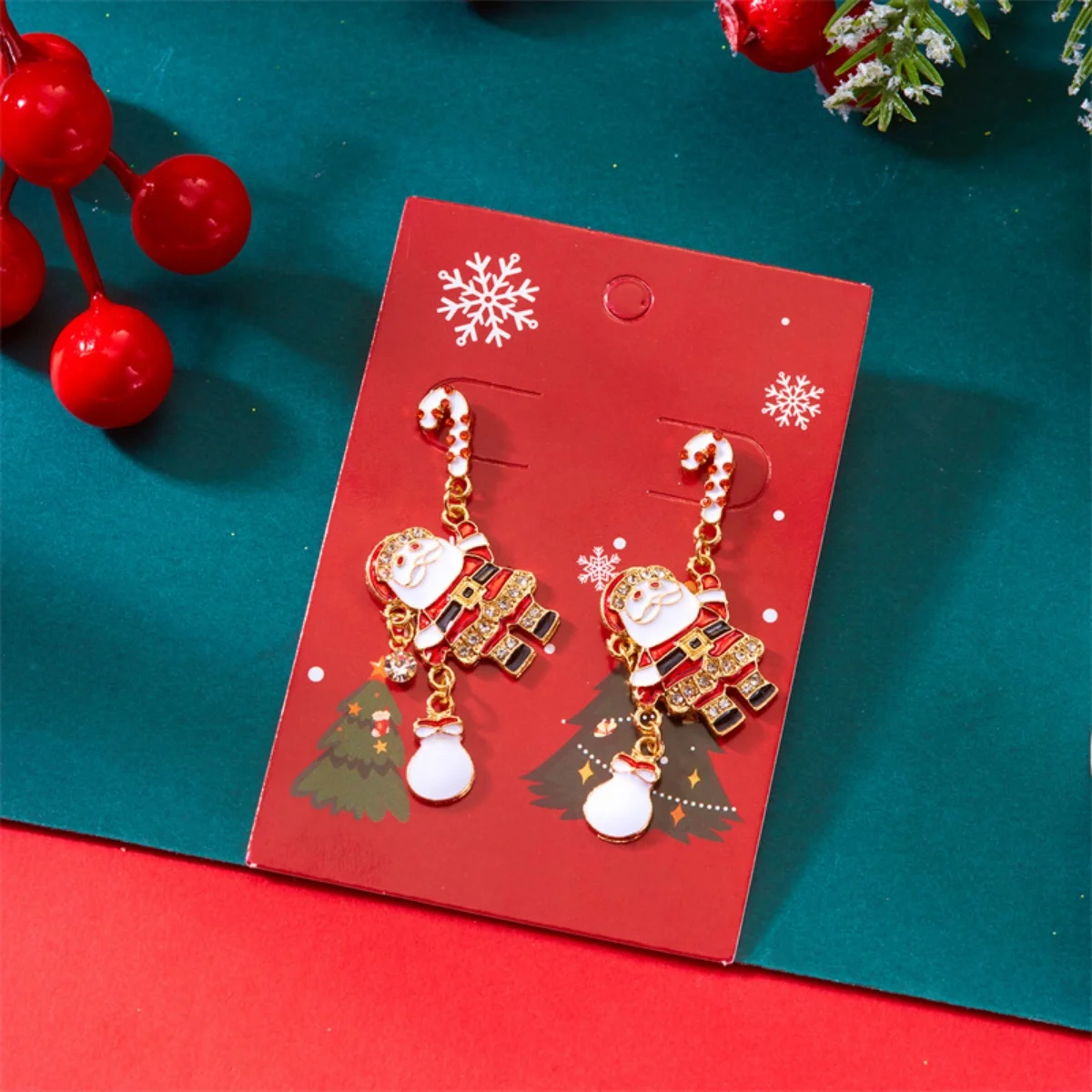 Weihnachten Ohrringe Lustige Krücke Süßigkeiten Santa Claus Geschenk Tasche Fransen Tropfen Ohrring Cartoon Kette Ohrring Für Frauen Männer Schmuck Geschenk
