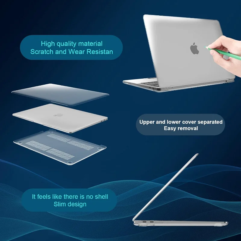 متوافق مع MacBook Air 13 2022-2025 M4 A3240/M3 A3113/M2 A2681، غلاف بلاستيكي صلب وقماش شاشة، شفاف كريستالي #2
