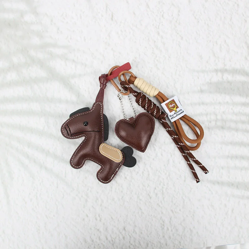 Pony Keychain Leather Backpack Charm Car Keychain Bag Pendant Purse Femme Hanging Accessories Decoration Gift