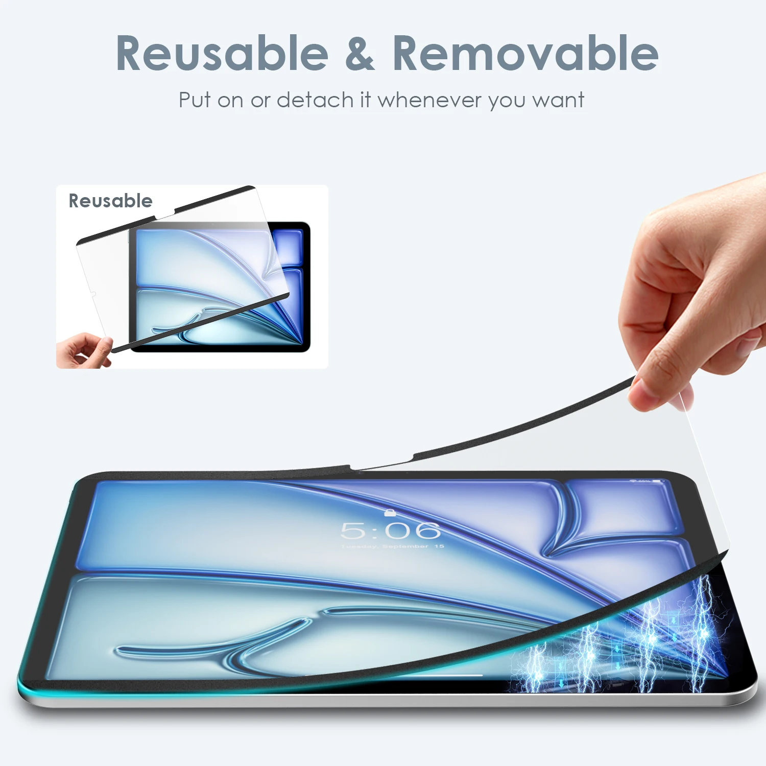 واقي شاشة ورقي مغناطيسي لجهاز iPad Air 11 بوصة (M3/M2-2025/2024) اكتب ورسم مثل فيلم PET الورقي لجهاز iPad Air 11"