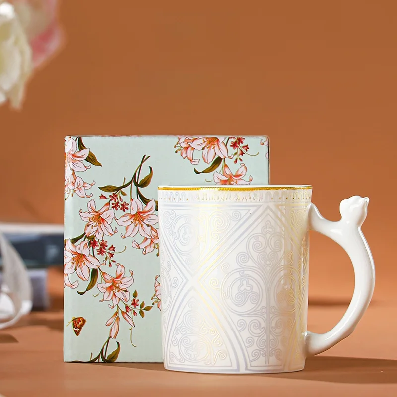 

Elegant Bone China Mug for Drinking Water Breakfast Special Feeling Cup Birthday Gift Pretty Cup Home Use ERAMIC DREAM FACTORY