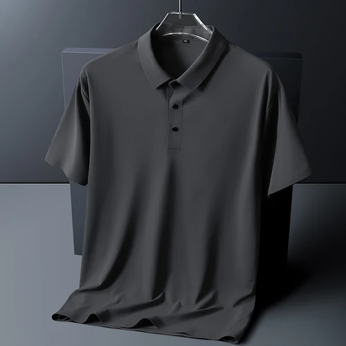 Imagen 2 del producto Camisa polo para hombre 6XL 7XL 8XL novedad de verano, polo de manga corta para hombre de alta calidad, polo informal de negocios de seda helada para hombre 2212