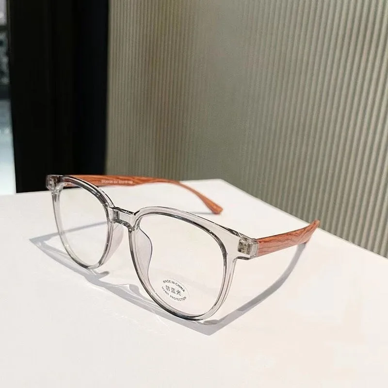 Anti Blue Light Student Glasses Korean Edition Vintage Wood Square Glasses Computer Glasses