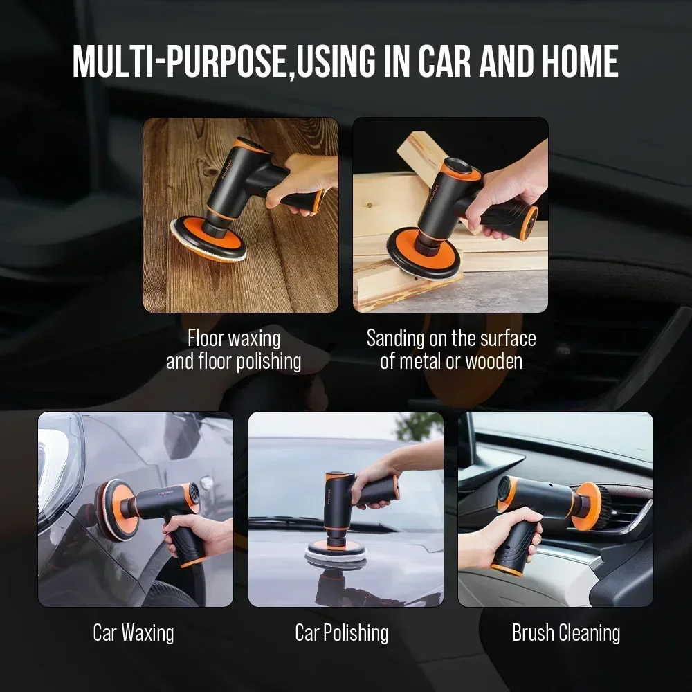 100W/148W Wireless Waxing Machine Car Polisher Machine Mini Wireless Electric Polishing Machine Paint Surfaces Floor Repair Tool
