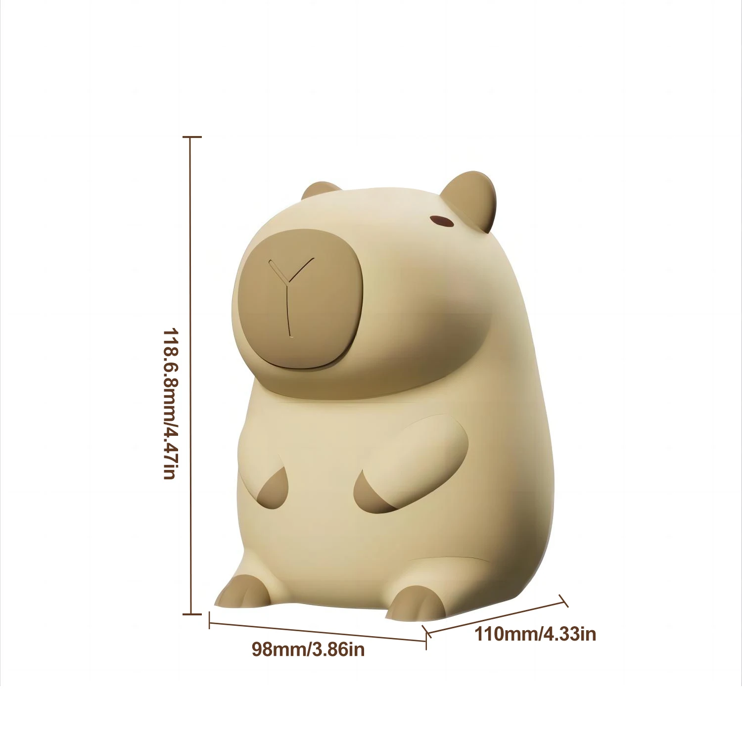 Adorkable Silicone LED Capybara Night Light Animal Lamp Touch Sensor Nightlight Children Kid Bedside Bedroom Decor Birthday Gift