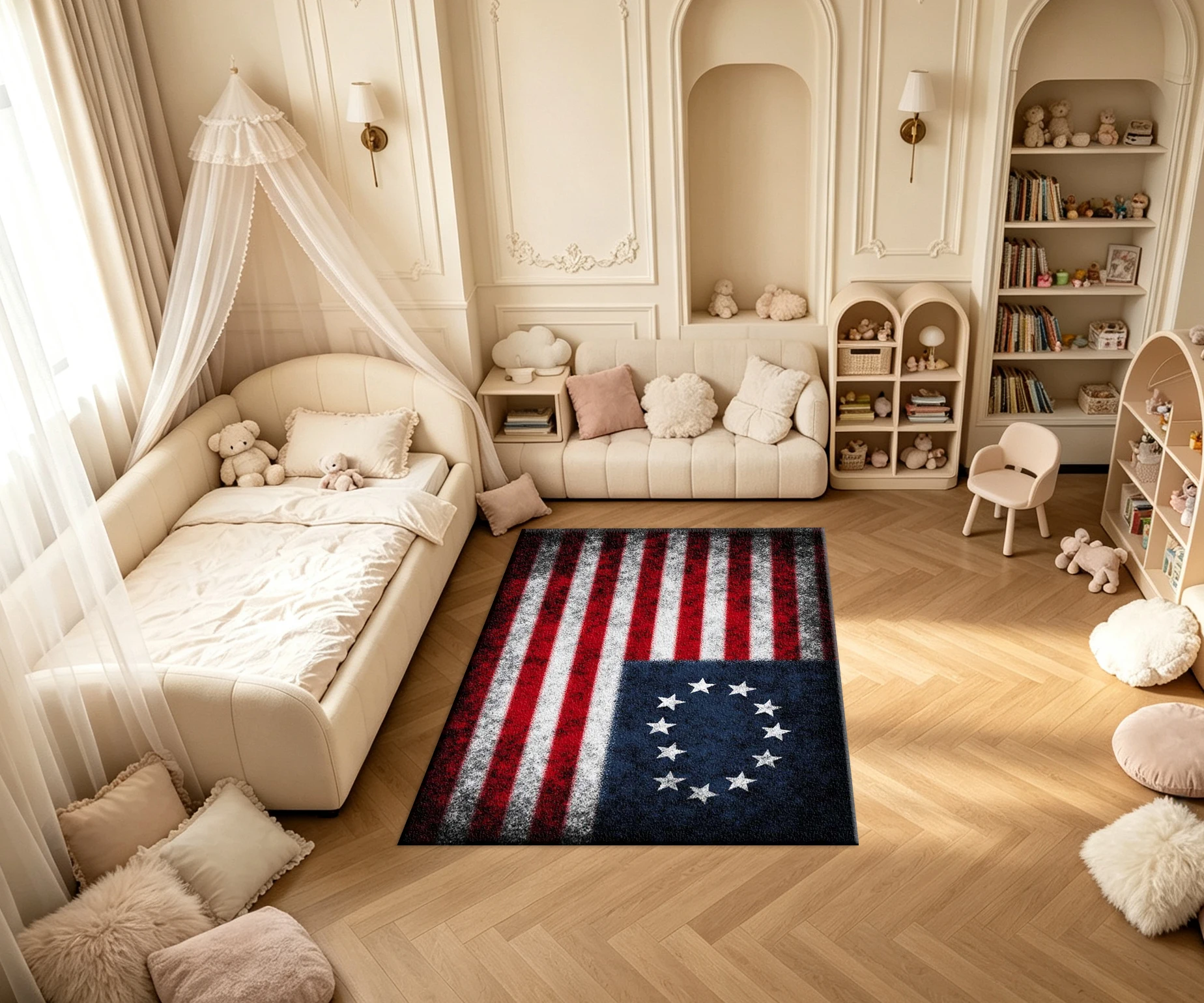 Betsy Ross Retro American Flag Carpet Flooring Vintage Household Indoor Decor Floor Rug