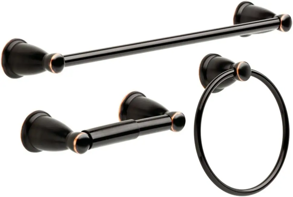 

Kinla 3-Piece Bathroom Set Oil Rubbed Bronze 24' Towel Bar Rack, Toilet Paper Holder, Ring Hardware KIN3PC-ORB