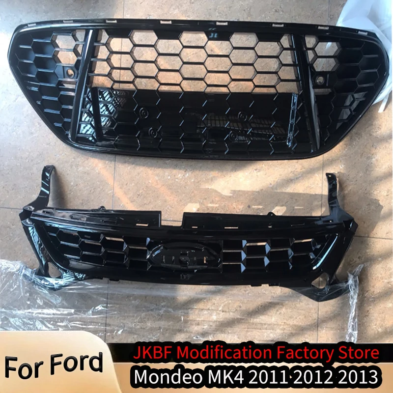 For Ford Mondeo MK4 2011 2012 2013 Car Front Bumper Upper Lower Honeycomb Grille Replacement Grill Body Kits Tuning Accessory