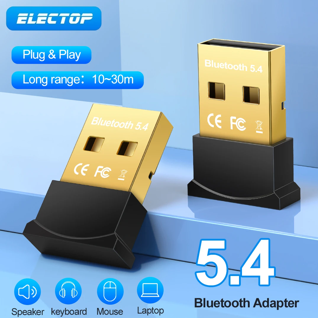 ELECTOP USB Bluetooth 5.4 Adapter Dongle Receiver for PC Wireless Speaker Mouse Keyboard Audio Receiver Transmitter adaptador