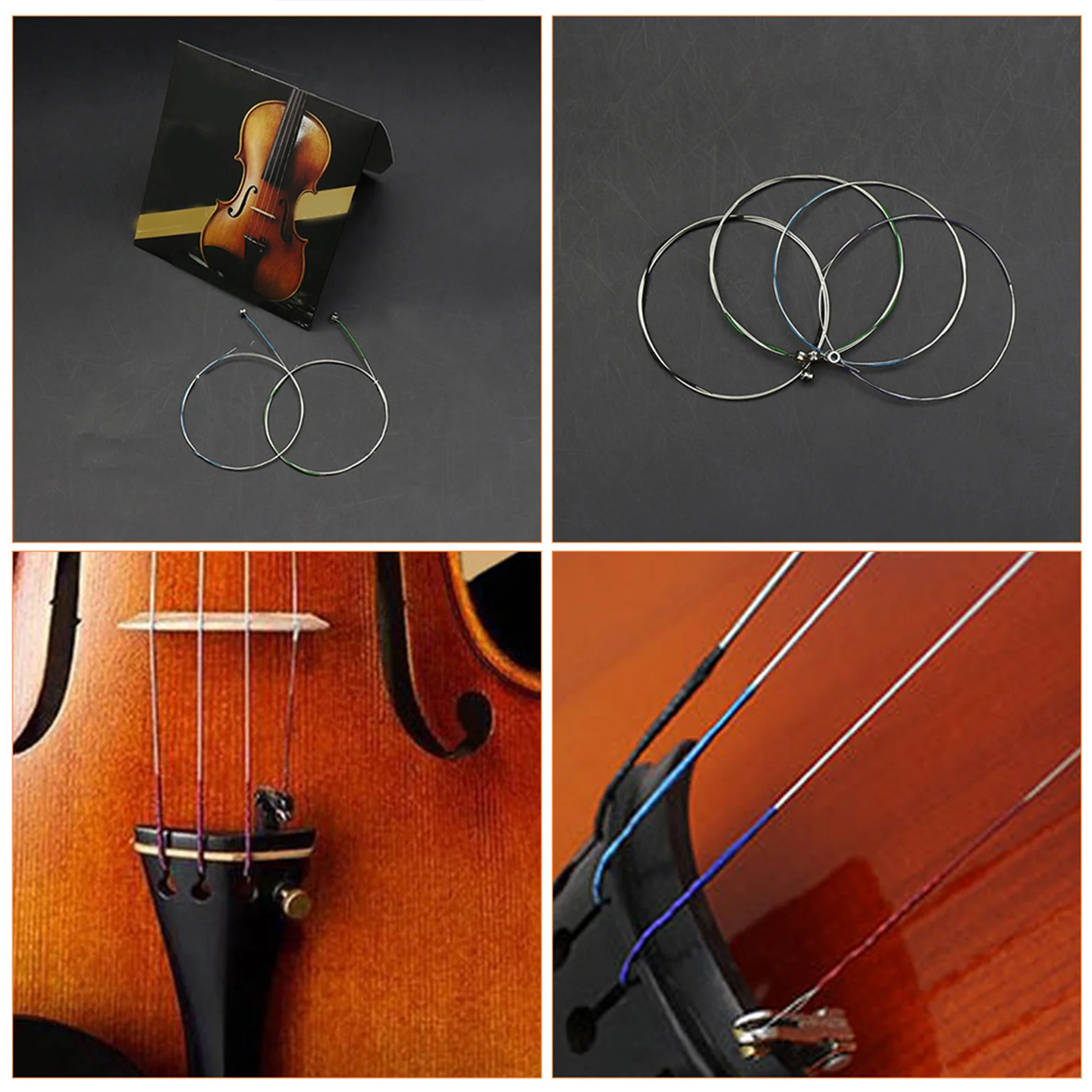 

8Pcs Violin Strings Steel Replacement Durable Strong Sound Universal Set Soft Timbre Strings for Violin Instruments