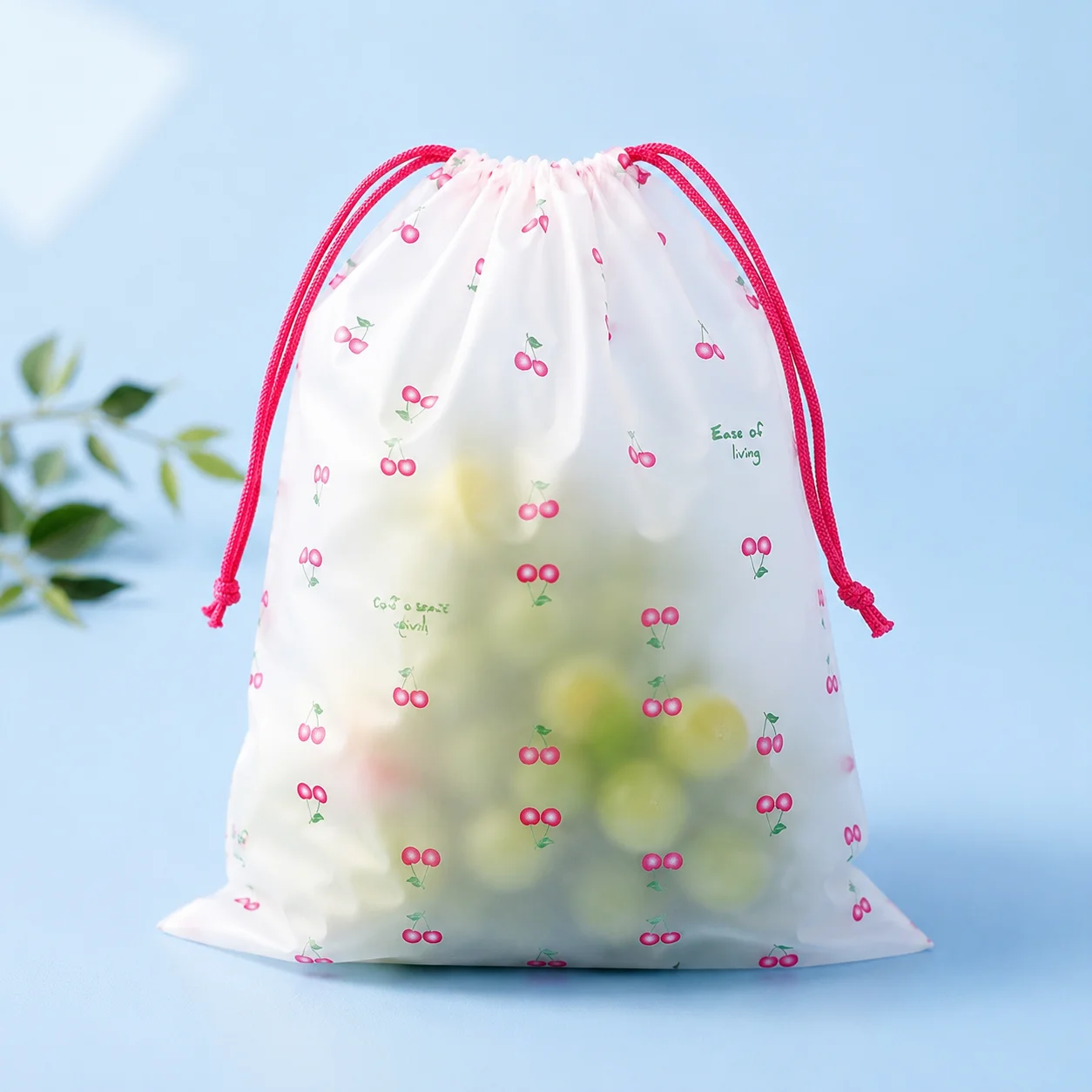 Cherry Drawstring Storage Bag Frosted Dustproof Reusable Pouch for Travel Toiletries Shoes Clothes
