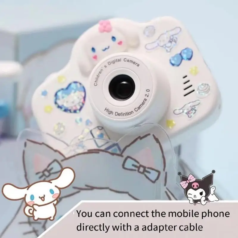 Sanrio Anime Figure Hello Kitty Children\'s Camera Gifts for Kids Kuromi 2000W Pixels Hd Camera Portable Connectable Cute Fashion