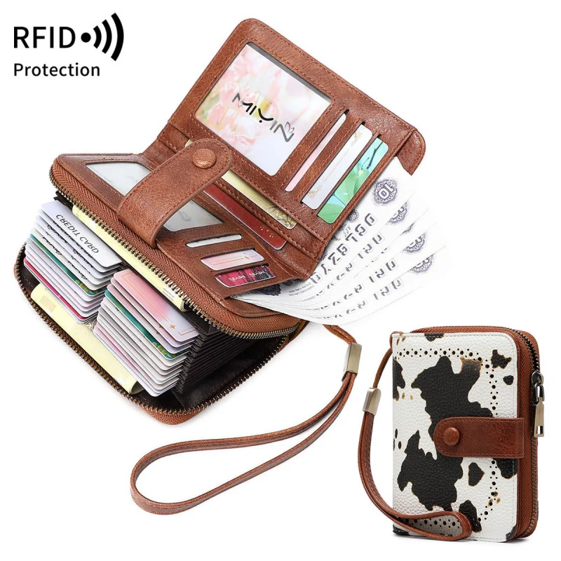 Western RFID Blocking Organ PU Leather Women Wallet Fashion Large Capacity Multi-functional Purse for Ladies