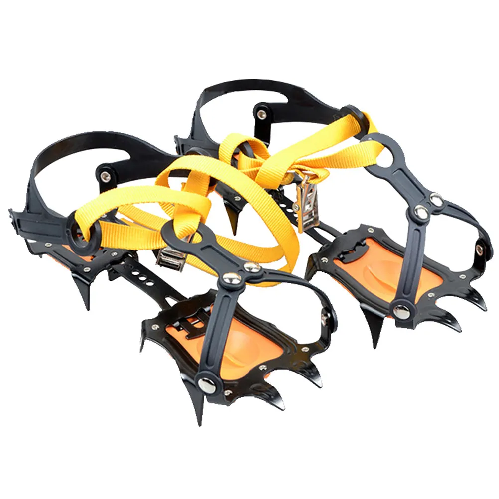 

1Pair Reinforced 10 Toothed Non-Slip Lacing Crampons Portable Oxford Bag Cold Resistant Anti Slip Ice Gripper Climbing Shoe