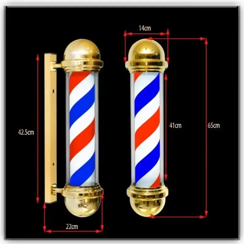 65cm LED Barber Pole Light Rotating Sign for Hair Salon Shop Outdoor Waterproof Hanging Display Lamp Business Storefront