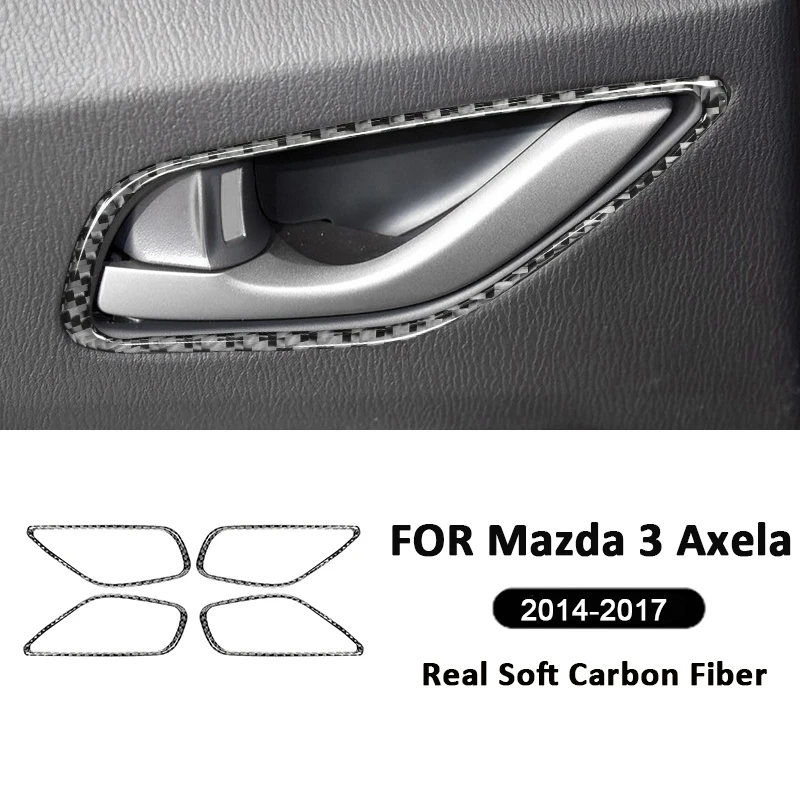 

Carbon Fiber Car Inner Door Pull Handle Panel Ring Bowl Frame Decoration Sticker For Mazda 3 Axela 2014-2017 Auto Accessories