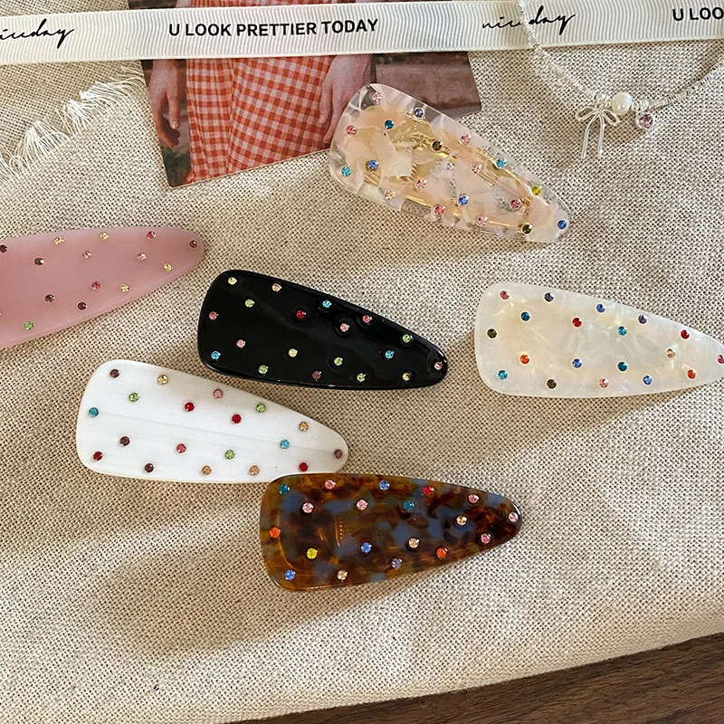 

French High-end Sense Rhinestone Side Bangs Sweet Temperament Colored Diamond Hairpin Crushed Hair Accessories