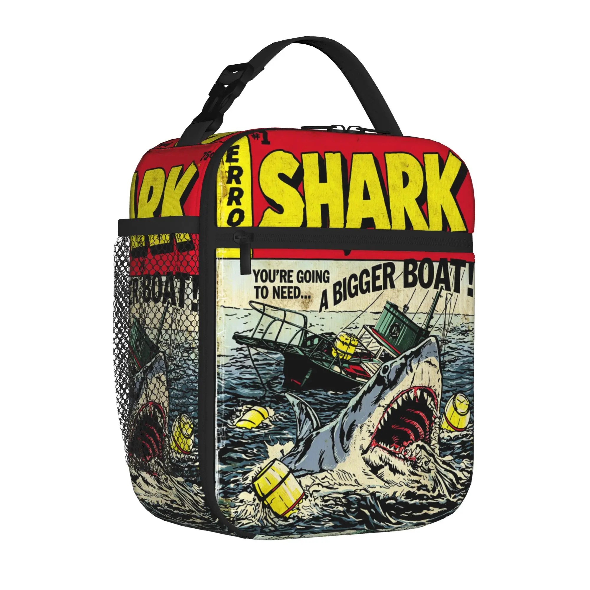 Jaw-Shark Classic Film Amity Island Insulated Lunch Bags for Men Women Food Bag Portable Thermal Cooler Lunch Boxes For Travel