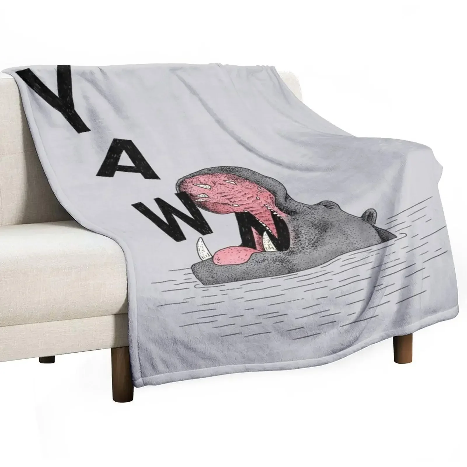 Yawning Hippo Throw Blanket Luxury Brand Flannel Fabric wednesday Blankets