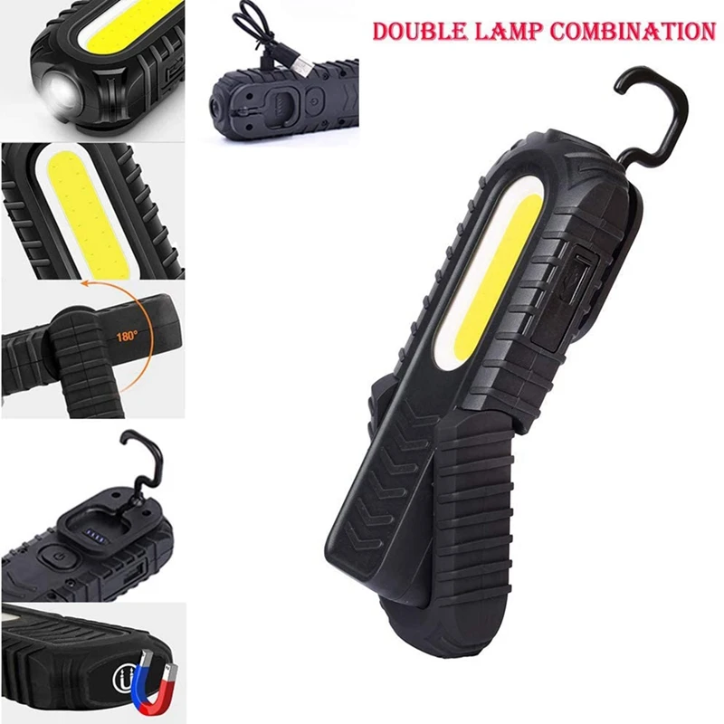 LED-Arbeits scheinwerfer, wiederauf ladbare tragbare Cob-Inspektions lampe, 350 Lumen Cob-LED-Taschenlampe, für Autore paratur, Baustellen beleuchtung