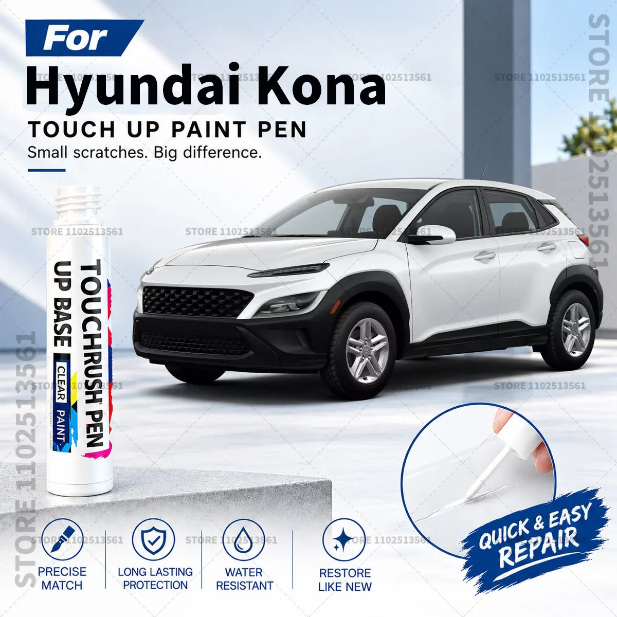 Automotive Touch Up Paint Pen Scratch Repair Marker for Car Body Bumper Door Paint Restoration Accessories For Hyundai Kona blue