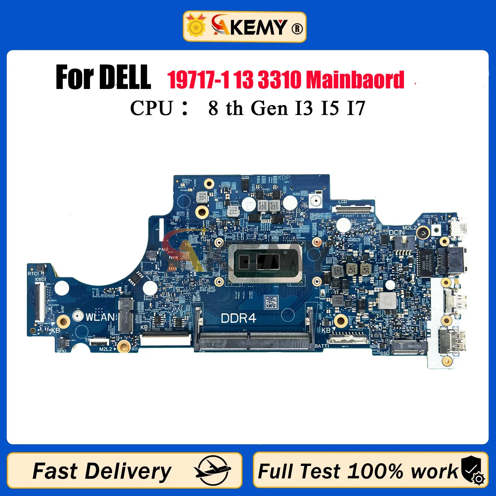 

19717-1 для материнской платы Dell Lattude 13 3310 с процессором i3 i5 i7 CN-06D915 06C776 06D967 DDR4, материнская плата для ноутбука, 100% тест в порядке
