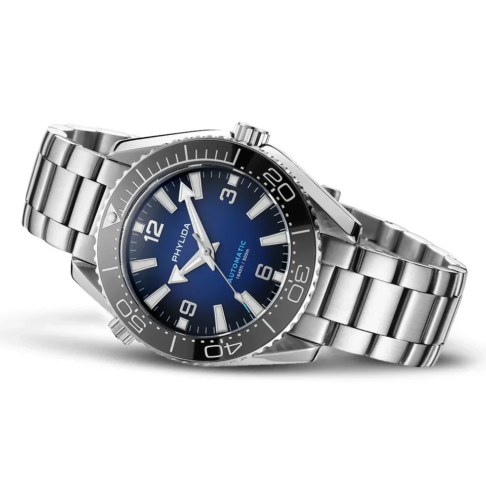 PHYLIDA 500m Blue Men's 43.5mm Automatic Ultra Diver Watch Deep