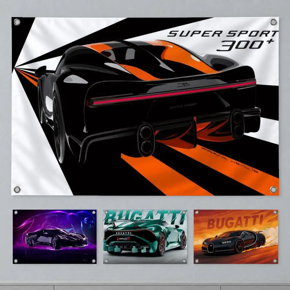 Luxury Brand Bugatti Flags Wall Hanging Banner Indoor Outdoor Party Home Wall Decor Backdrop