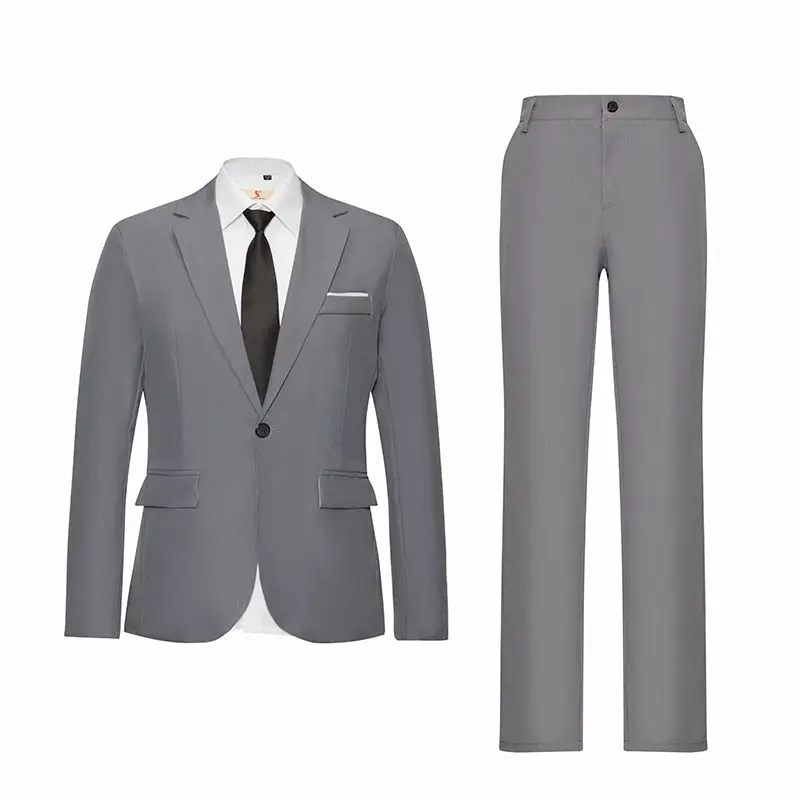 Plus Size Men Navy Blue Suit Set Korean Style Blazer Large Size Student Interview Business Formal Professional Attire