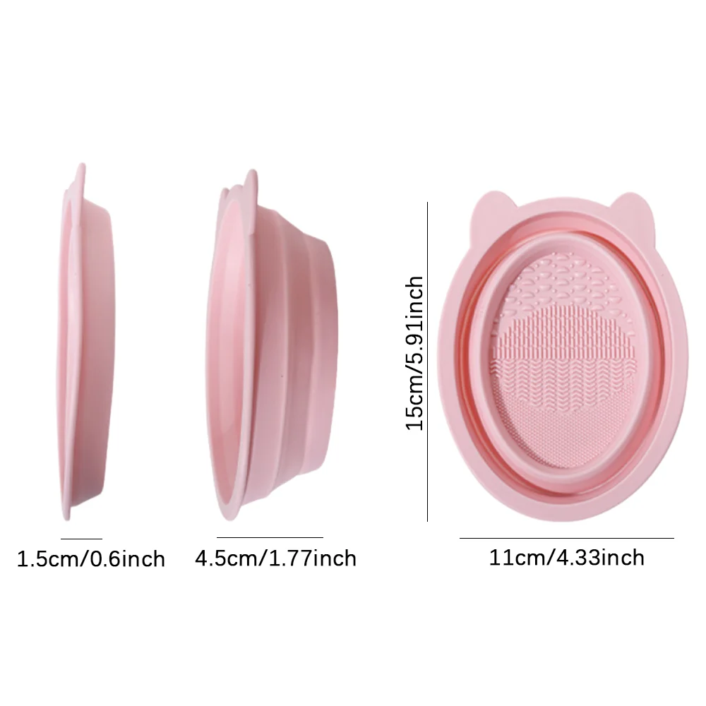 Collapsible Silicone Makeup Brush Cleaning Bowl Portable Cosmetic Sponge Scrubber Bowl Beauty Makeup Washing Tool