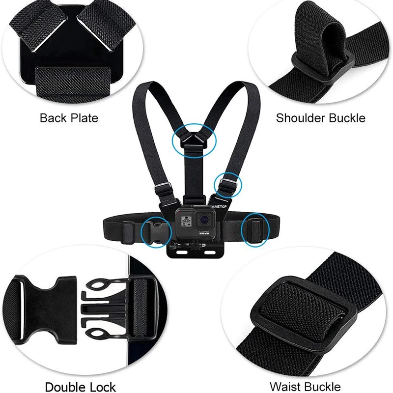 Chest Strap Mount Belt Headband for Gopro Hero 11 9 8 7 6 5 Action Camera Head Harness Support Holder for Go Pro Pov Accessories