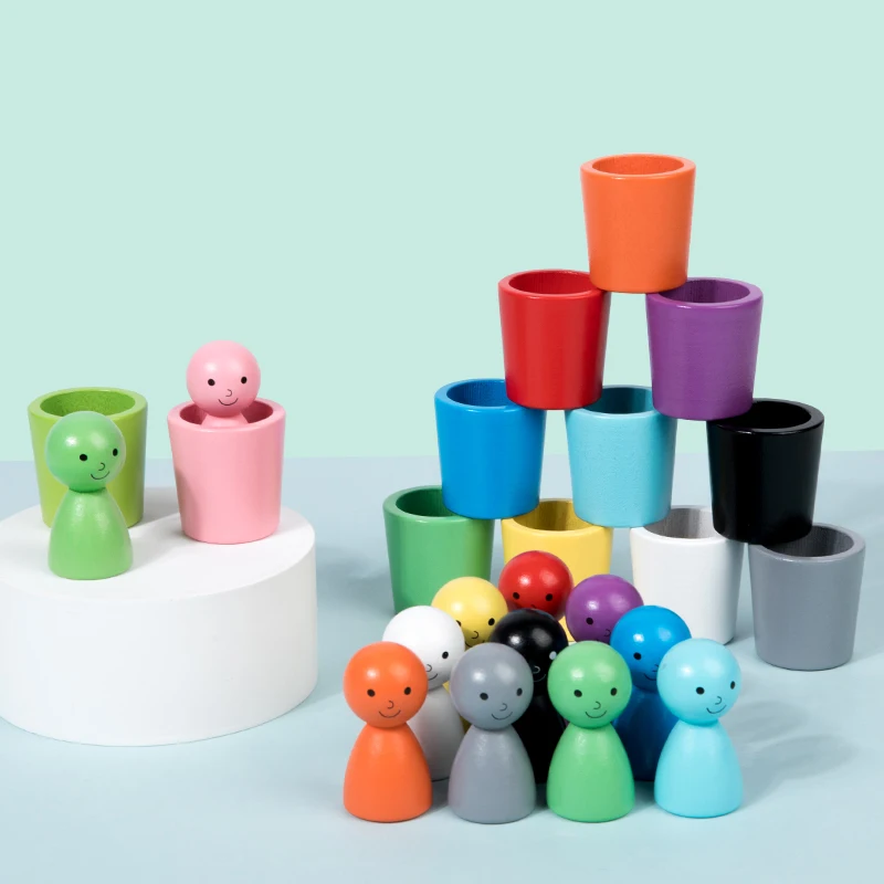 Wooden Puzzle Toys Stacked Balance Building Blocks Game Color Shape Matching Jigsaw Toy Toddler Montessori Early educational Toy