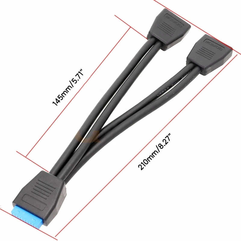 Câble de carte mère USB 3.0 femelle à 20 broches, 2 ports, connexion interne, port de touristes USB 3.0, 19 broches, Y Splitter