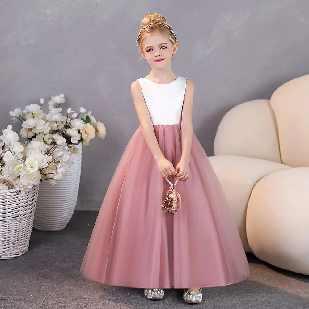 Dusty Rose Princess Flower Girl Dress For Kid Prom Wedding Ceremony Pageant Banquet Birthday Evening Party Ball First Communion