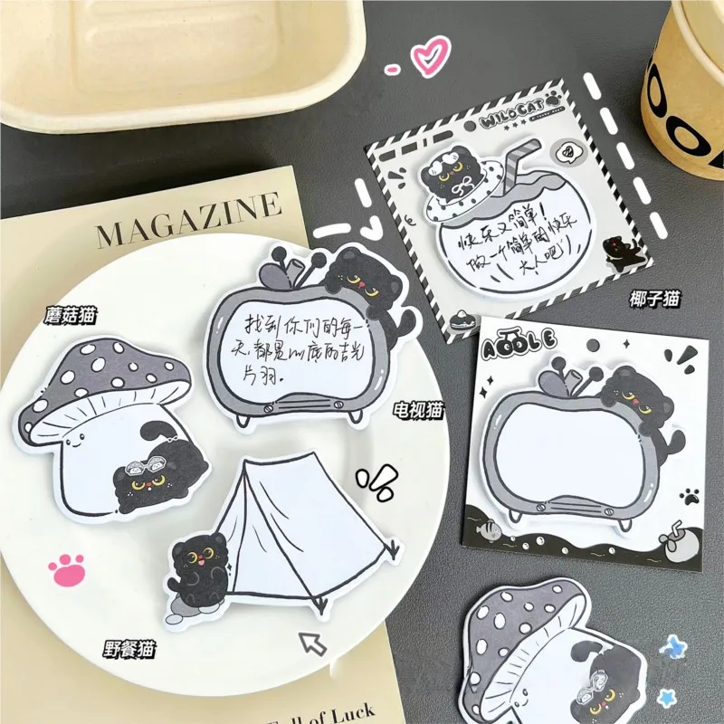 

30 листов Kawaii Cat блокнот специальной формы, липкие заметки, самоклеящиеся сообщения для студентов, школьный офис, книга для заметок N раз