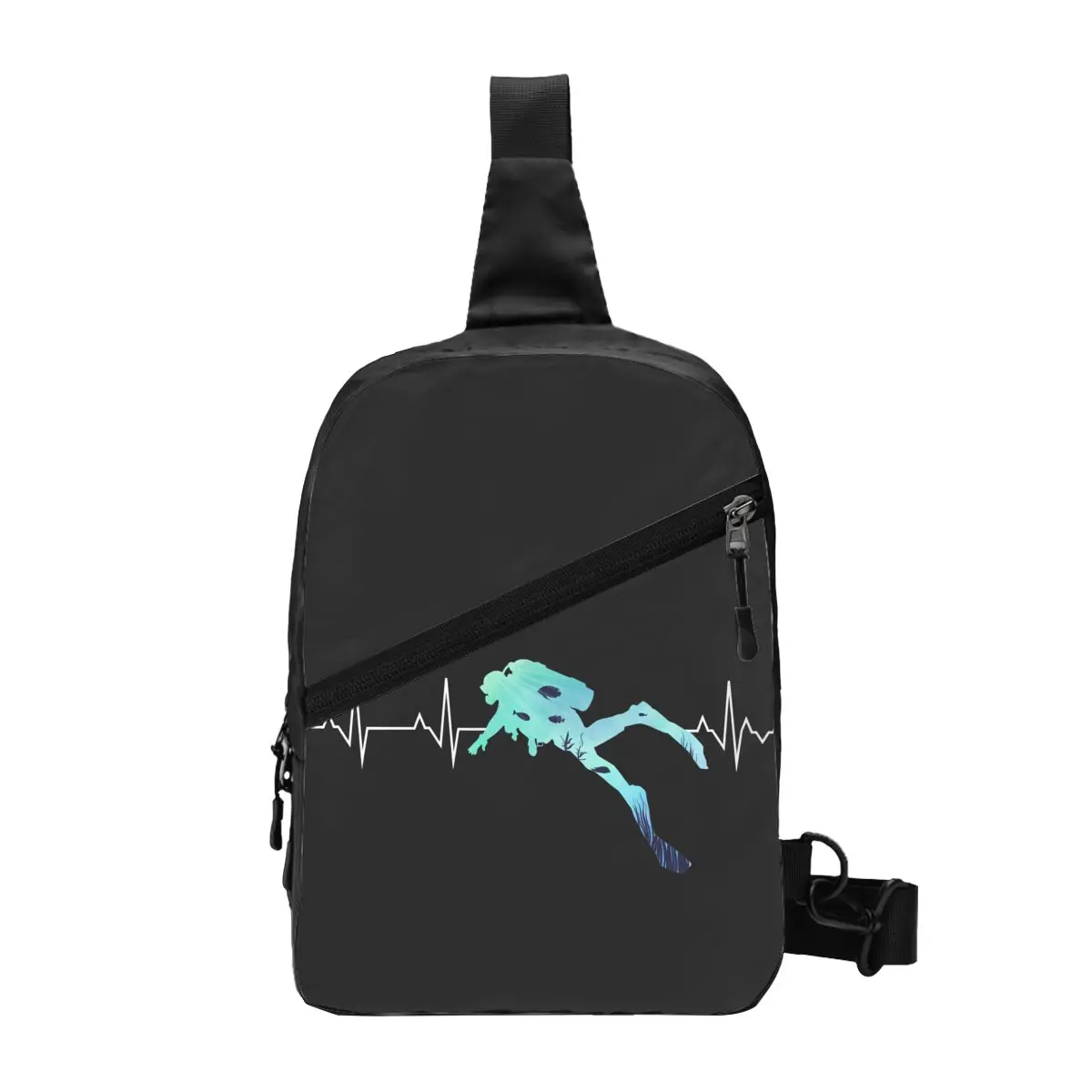 

Custom Scuba Diving Heartbeat Sling Bags for Men Cool Dive Diver Shoulder Chest Crossbody Backpack Traveling Daypack
