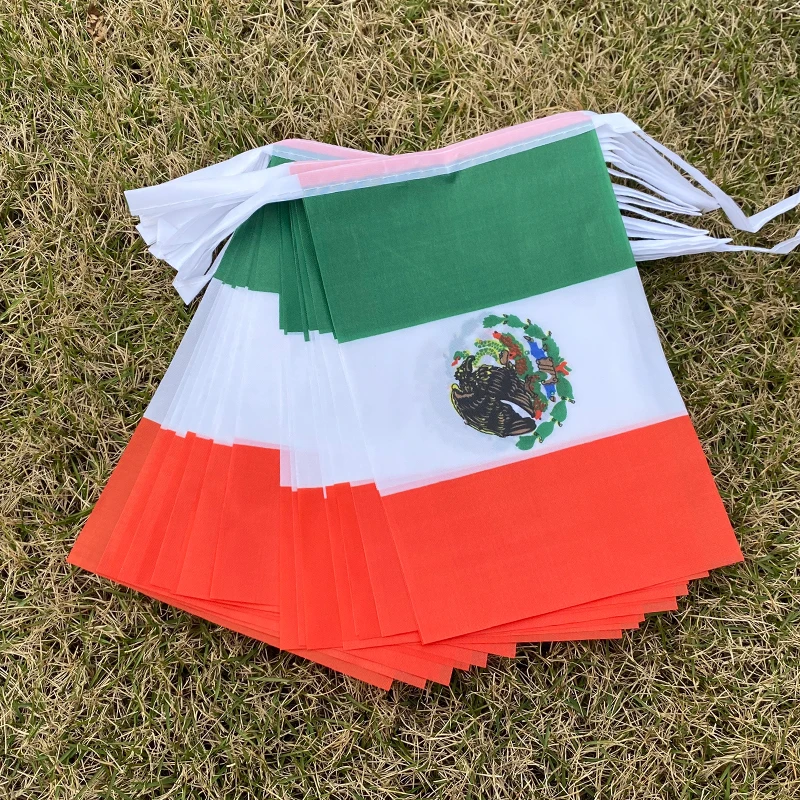 Aerlxemrbrae 20 Stks/partij Mexico Bunting Vlaggen 14X21Cm Wimpel Mexico String Banner Gorzen Festival Party Holiday