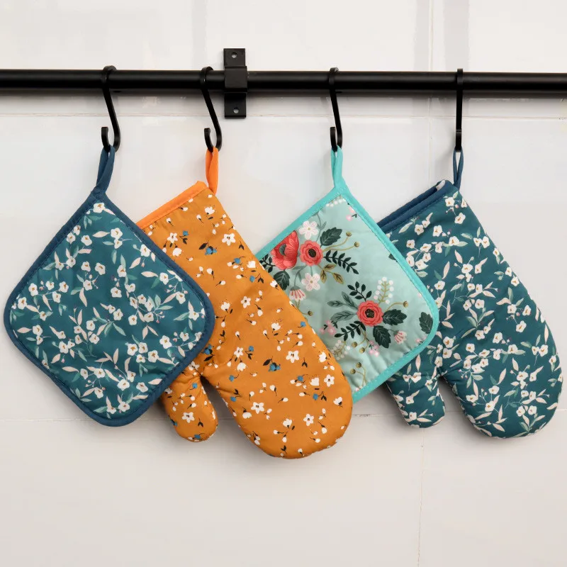 

1Pc Pastoral Flower Cotton Microwave Oven Glove Kitchen Heat Insulation Mat Pot Cap Baking Supplies Tool