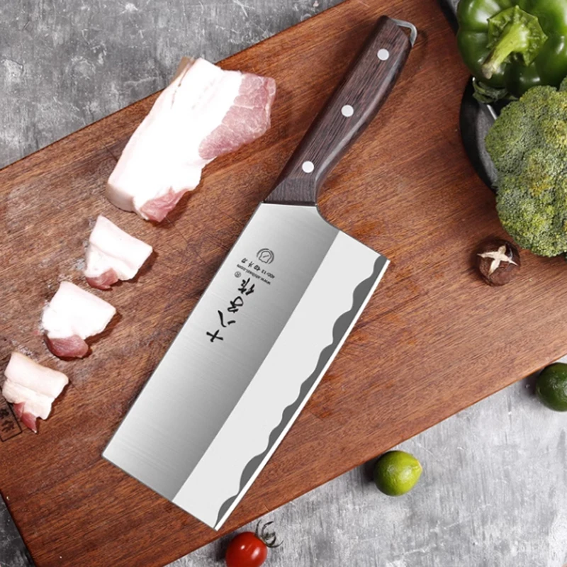 SHIBAZI Professional Chinese Kitchen Chef Knives Meat Fish Slicing Vegetables Cutter Stainless Steel Butcher Cleaver Knives