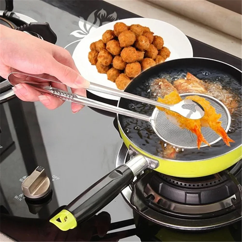 

3 pcs Stainless Steel Filter Spoon With Clip 2 In 1 Oil-Frying Strainer Colander Multi-Functional Cooking Tool For Bbq Salad