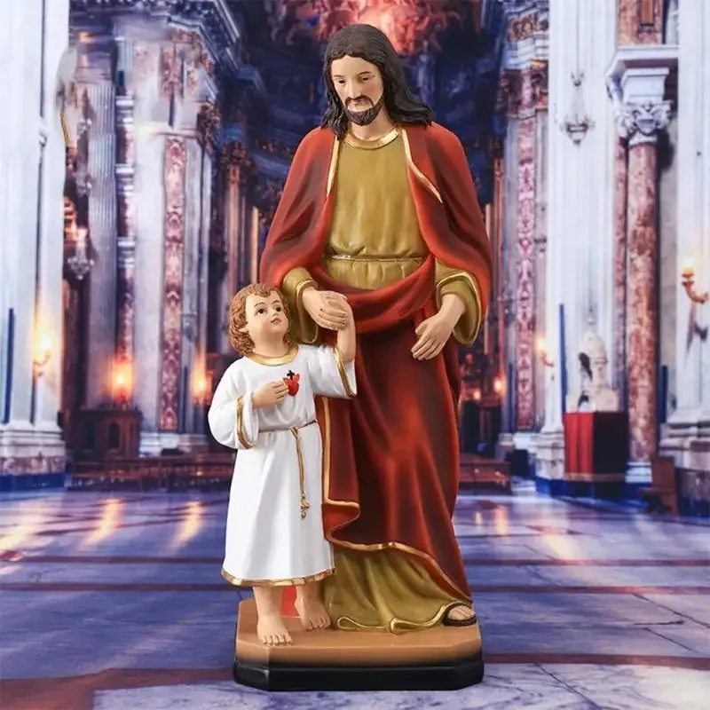

Detailed Holy Father and Son Figurine Sculpture Resins Home Altar Centerpieces Ornament Religious Family Blessing Statue