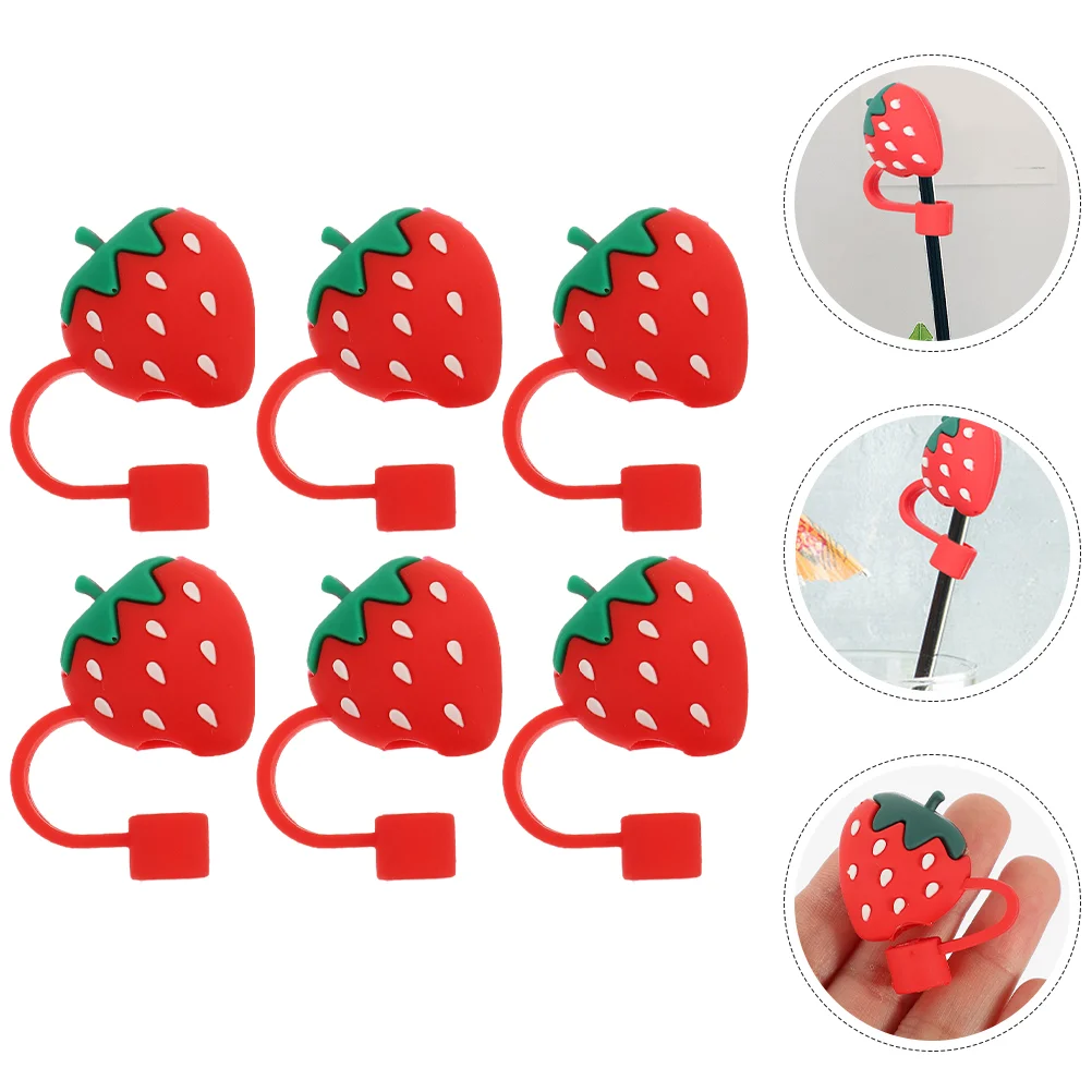6 Pcs Lazy Straw Dust Cap Silicone Cover Tips Washable Charms Cute Covers Silica Gel