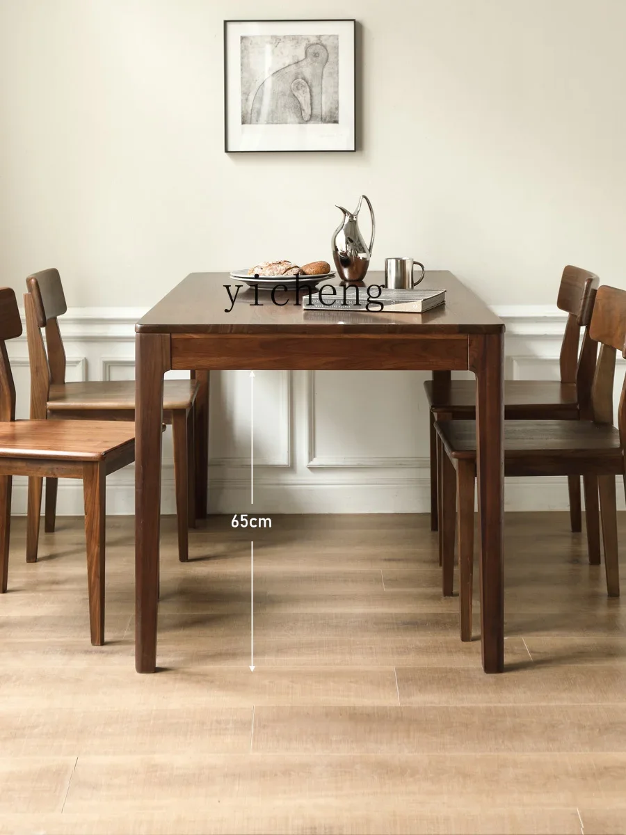 

Solid wood dining table black walnut rectangular dining table restaurant furniture simple table