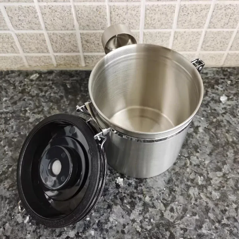 

Sealed food storage container, 1.5L 304 stainless steel coffee can with one-way degassing valve for coffee beans, tea