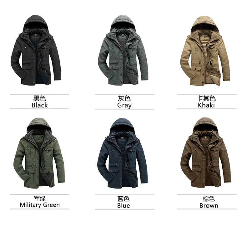 Men Oversized Hooded Lamb Fleece Parkas Men Thick Multi Pocket Mid Length Outerwear Winter Thick Parkas Males Thermal Parkas