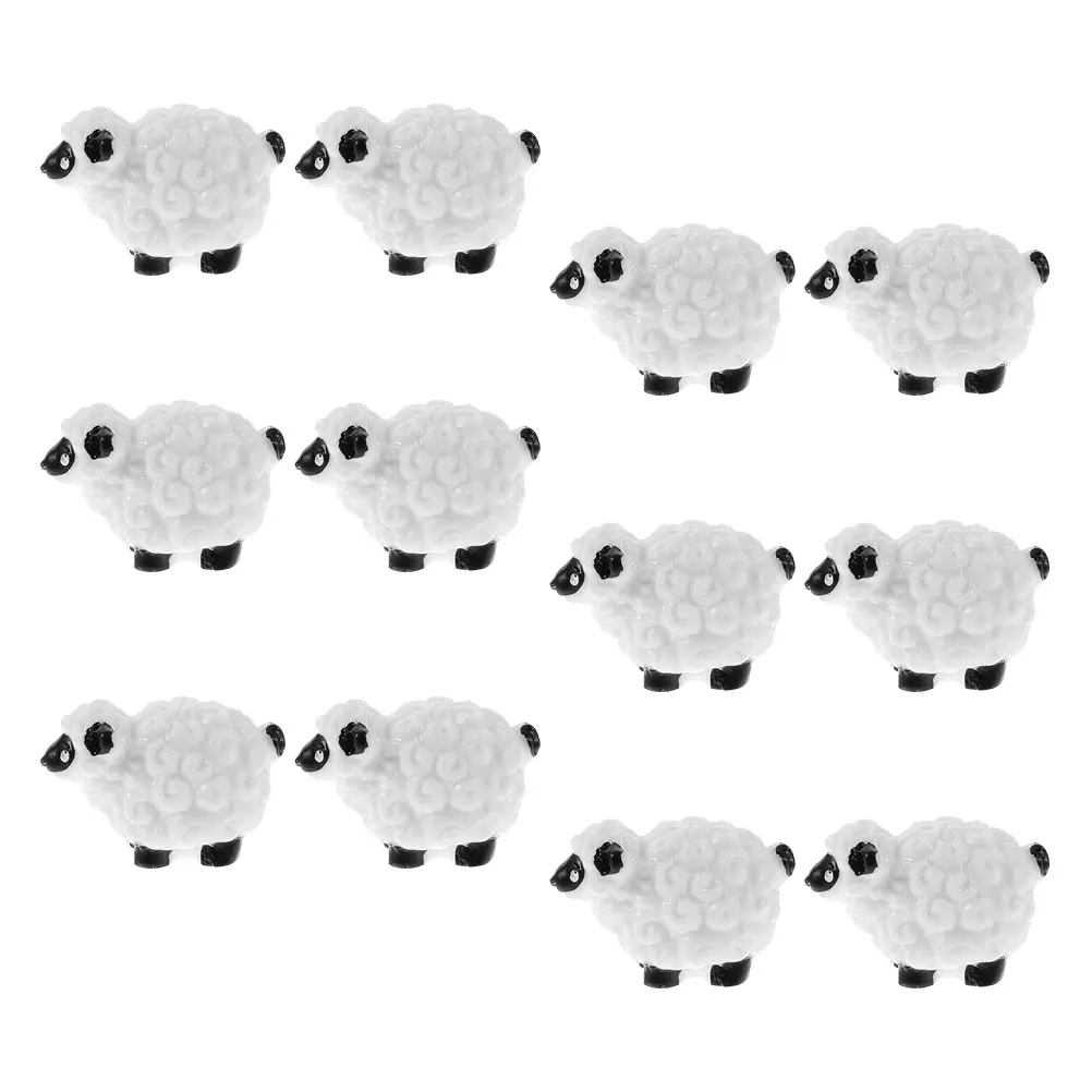 

12 Pcs Decorations Farm Resin Ornaments Toddler Miniature Garden Sheep Animal Cute Figurines